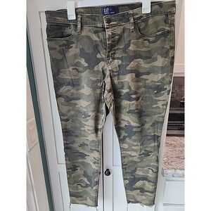 Cotton Blend Stretch Women's Gap Green Camouflage Denim Leggings Ankle Size 33 .
